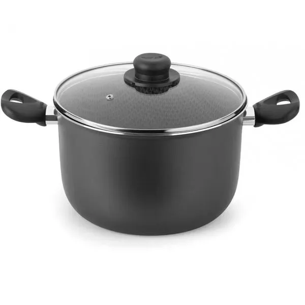 Caldeirão Gourmet Multiflon com Tampa de Vidro e Antiaderente de Alumínio  22cm Preto
