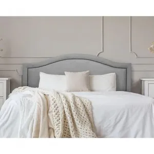 Cabeceira Queen Curva Luxo 160x60 Suede Cinza - Tachas Fumê