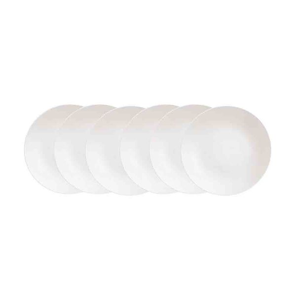 Conjunto com 6 Pratos Rasos Tramontina Leonora em Porcelana 25 cm Branco