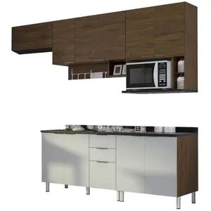 Cozinha Completa Rubi 9 Portas 3 Gavetas 5 Prateleiras Bartira Grapia com Platinum