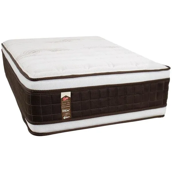 Colchão Solteirão Castor Sellect P Duplo com Molejo Tecnopedic, Almofada Euro e Revestimento em Malha 34x100x200cm Marrom com Bege