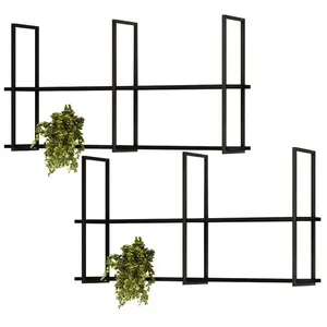 Kit 02 Prateleiras Decorativas Industrial D01 Preto