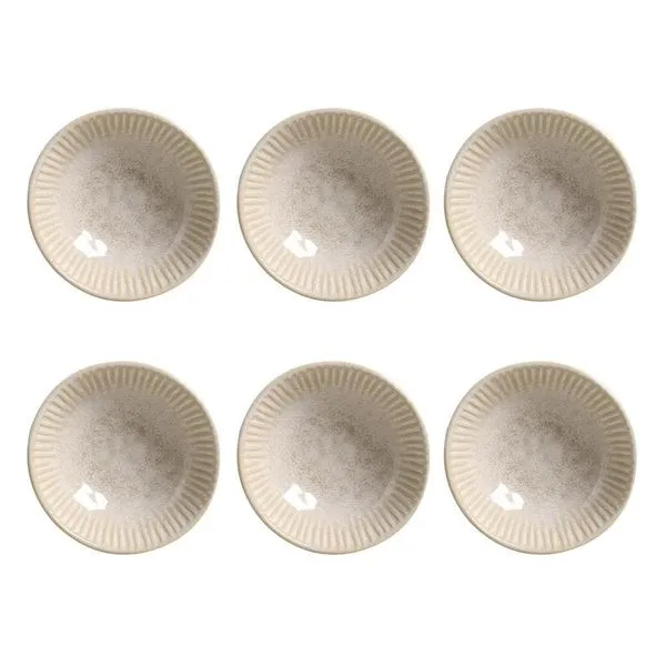 Conjunto de Cumbucas Porto Brasil Cerâmica Linhas Latte 6 peças 370 ml Bege