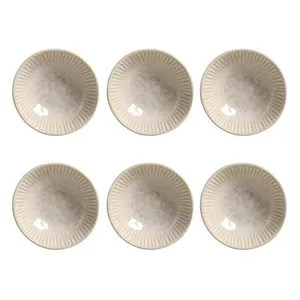 Conjunto de Cumbucas Porto Brasil Cerâmica Linhas Latte 6 peças 370 ml Bege