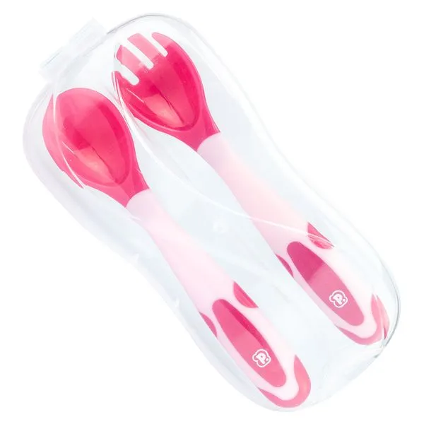 Kit Talher Colher/ Garfo Flexível Termossensível Rosa Pimpolho Rosa