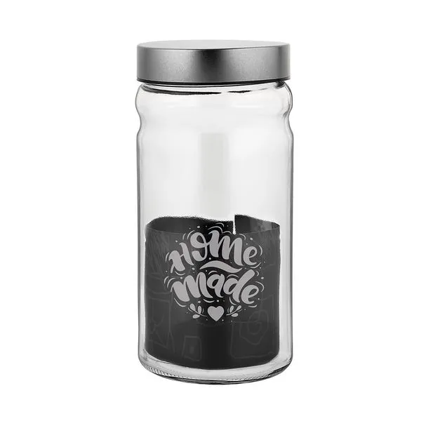 Pote Le Metal em Vidro com Tampa Redondo Silver 1,8L UNICA