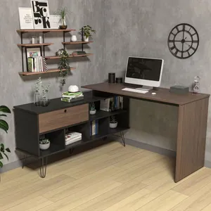 Escrivaninha Artany Dubai com 1 Porta Basculante e 5 Nichos Ipe com Preto