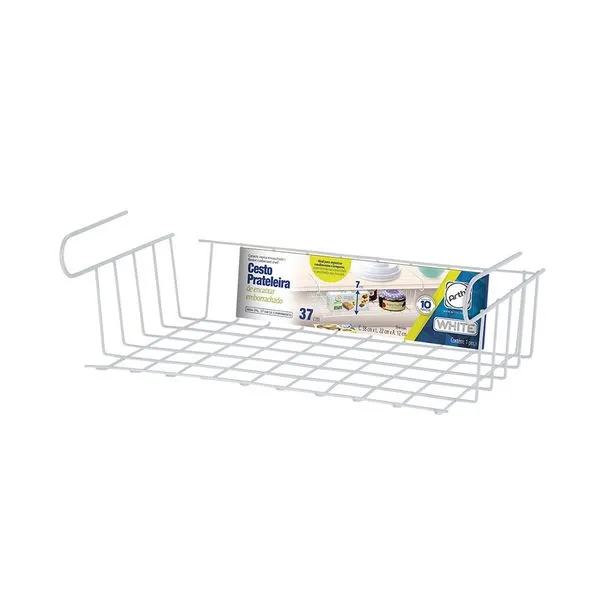 Cesto para Prateleira Arthi Emborrachado Branco 37cm