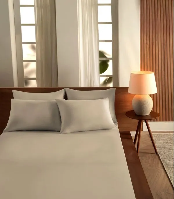 Jogo De Cama King Malha 3 Peças Liso Vivaldi Bege UN / Bege