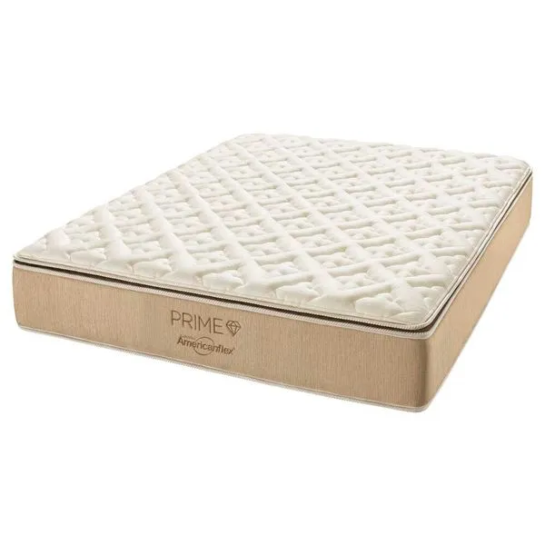 Colchão Queen AmericanFlex Prime Pillow Top e Molas Ensacadas Bege Pérola