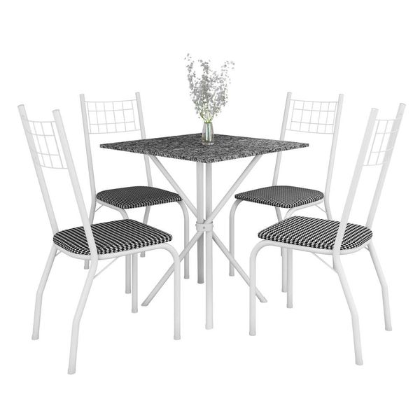 O Conjunto de Mesa Quadrada Brisa com 4 Cadeiras Estofadas Fabone Branco