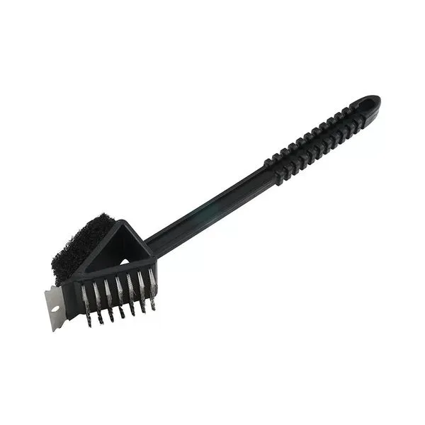 Escova Easy Grill Full Fit 3 em 1 para Churrasqueira em Aço e Cabo Plástico 35cm