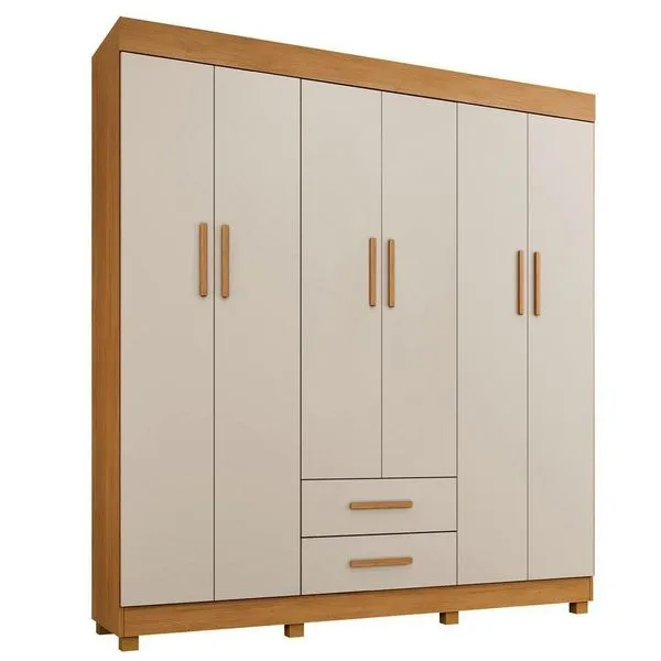 Guarda Roupa New Copacabana 6 Portas 2 Gavetas 7 Prateleiras Cinamomo Off