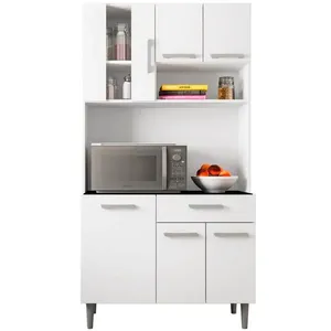 Cozinha Compacta Poliman Móveis Carol com 6 Portas e 1 Gaveta Branco