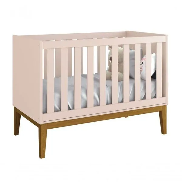 Berço Americano Classic New Rosa Fosco Com Madeira - Moveisaqui