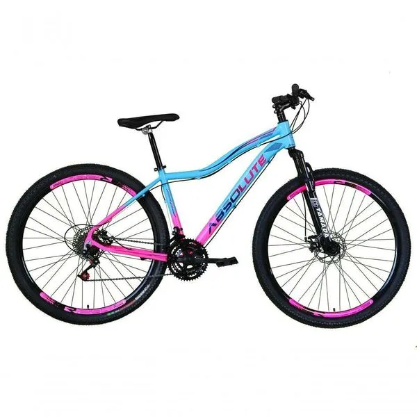 Bicicleta Aro 29 Absolute Hera Feminina Alumínio 21v Freio A Disco Garfo Suspensão Azul-Rosa 15