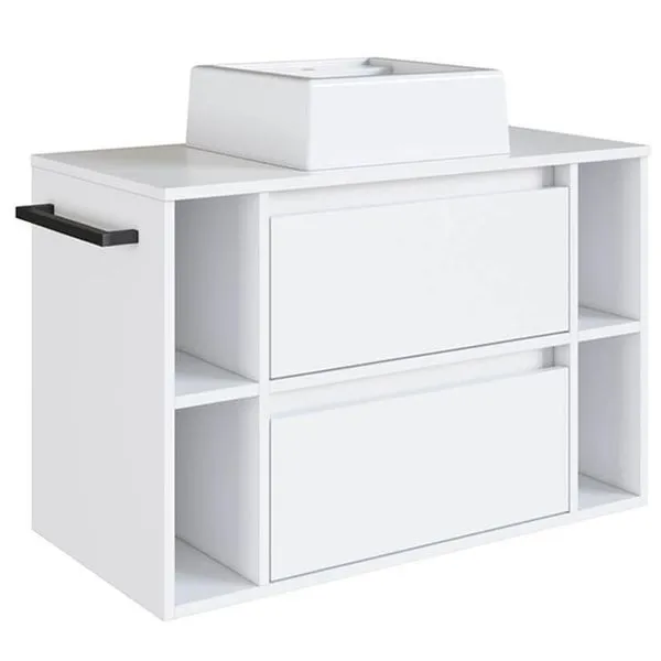Gabinete Para Banheiro Com Cuba 01 Gav 80cm Branco Proddy