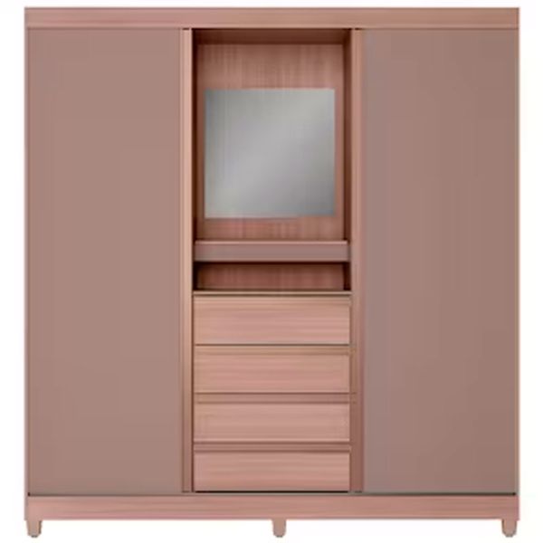 Guarda Roupa Fortaleza II com 2 Portas de Correr e 4 Gavetas Bartira Avelã/Cappuccino
