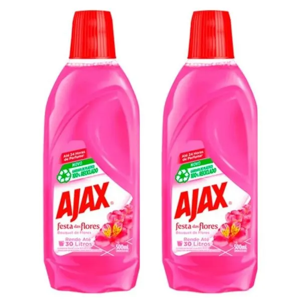 Kit 2 Limpador Diluível Ajax Festa Das Flores Bouquet De Flores 500Ml