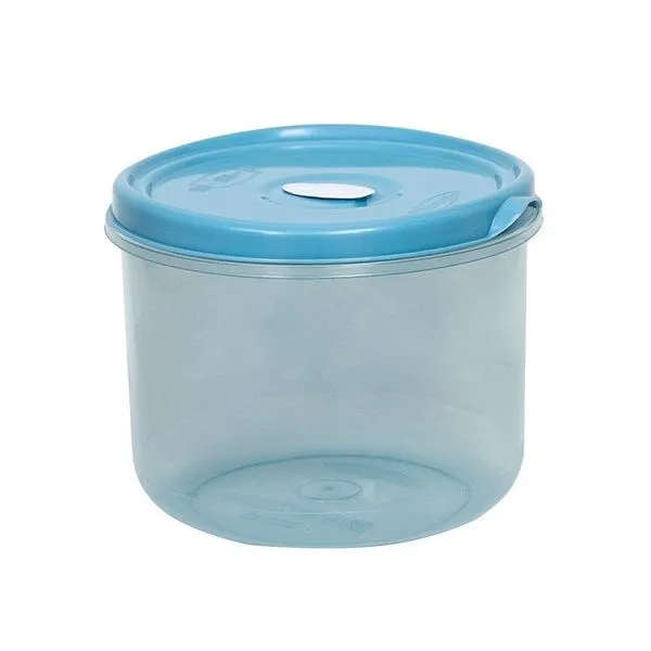 Pote Redondo 11cm De Altura Para Microo-ndas E Freezer Com Válvula 1,75l - Linha Wave Plasvale Azul