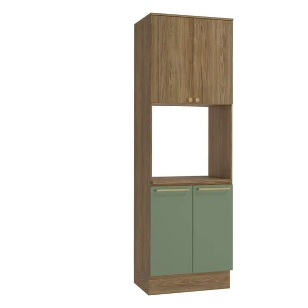 Paneleiro Kappesberg Flora com 4 portas, 3 Prateleiras Nogueira/Verde Oliva