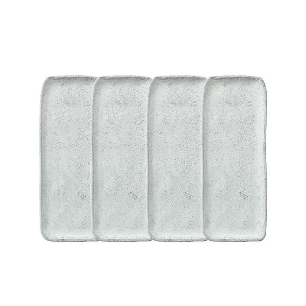 Conjunto de Travessas Retangulares Médias Porto Brasil Orgânico Echo 33x13cm - 4 Peças Branco