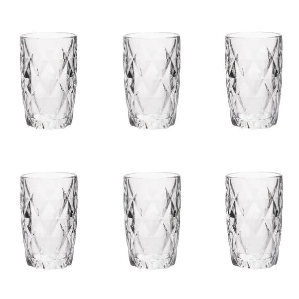 Conjunto De Copos De Vidro Para água 6 Peças 350 Ml Diamonds Lyor