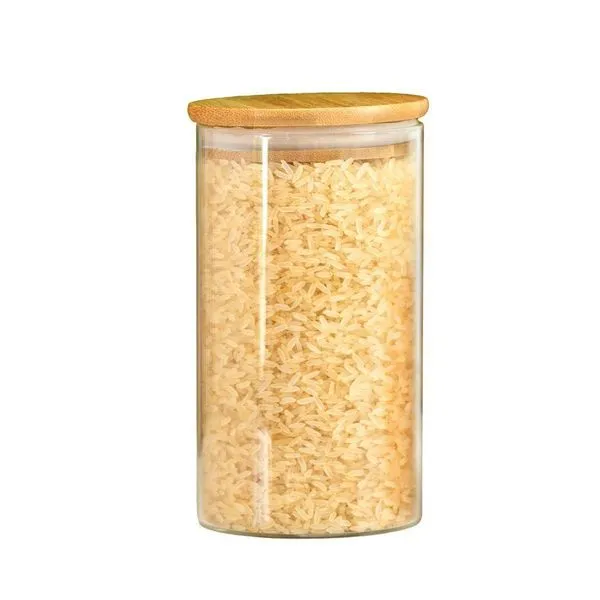 Pote De Vidro Porta Mantimentos Hermético Com Tampa De Bambu 770ml - Plasvale Marrom