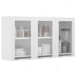 Armário Aéreo Triplo Itatiaia Florença com 3 Portas e 2 Prateleiras - 105cm de largura Branco