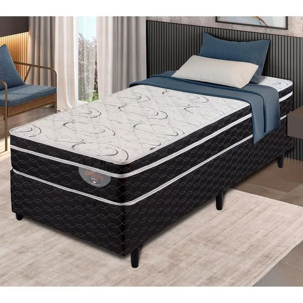 Cama Box Solteiro Apolo Spuma Bellagio com Molas Superlastic 62x96x203cm Preto