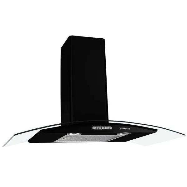 Coifa De Parede 90cm Vidro Curvo Duto Slim Nardelli Black 220V