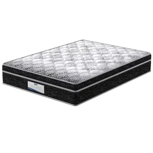Colchão de Casal Probel Village D28 com Molas Pocket e Pillow Euro 30x138x188cm Branco com Preto