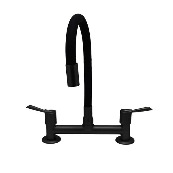 Torneira Cozinha Flexível Misturador Color Tubo Preto Black Mesa Bancada Metal Luxo