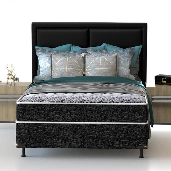 Cama Box de Casal Probel Guarda Costas Promiddle Espuma D28 60x138x188cm Branco com Preto