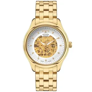 Relógio Technos Masculino Ref: 8n24ar/1k Automático Esqueleto Dourado