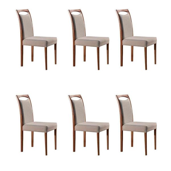 Conjunto com 6 Cadeiras de Jantar Lívia Creme
