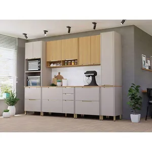 Cozinha Completa 6 Peças Com Tampo Lumina Luciane Móveis Cinammon/Freijó