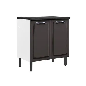 Balcão Duplo Itatiaia New Premium com 2 Portas e 2 Prateleiras - 80cm de largura Branco com Grafite
