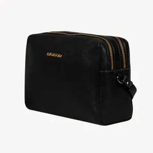Bolsa Transversal Feminina em Couro Pequena Lisa Basic Preta P / Preto