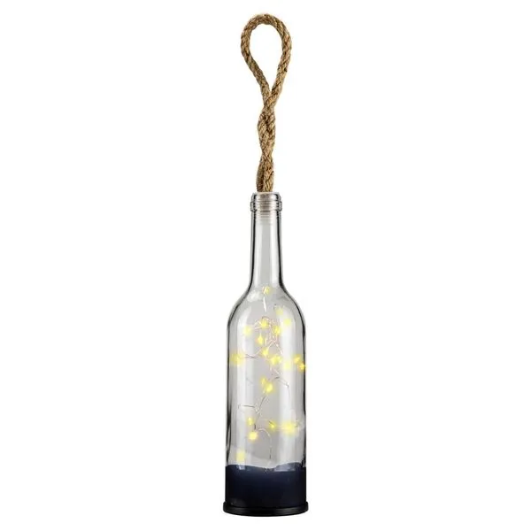 Garrafa Decorativa Led Le Vidro 28cm Preto