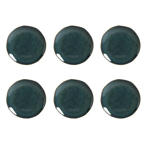 Conjunto de Pratos de Sobremesa Porto Brasil Orgânico Oceano com 6 peças Azul