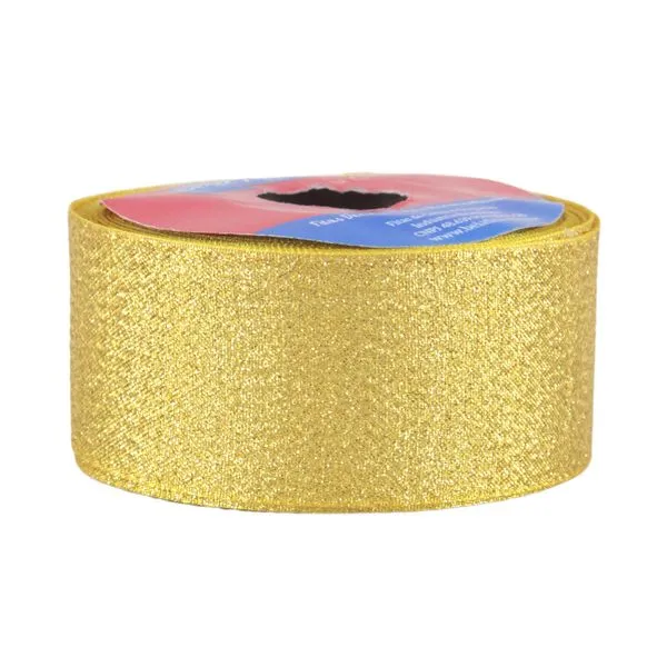 Fita de Cetim com Lurex 38mm 10m Amarela