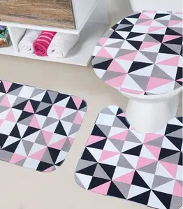 Jogo De Banheiro Estampado Tapetes Junior Rosa UN / Rosa