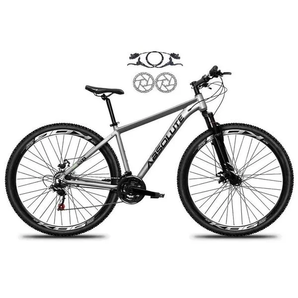 Bicicleta Aro 29 Absolute Nero 5 Alumínio 21v Freio Hidráulico Mountain Bike Garfo Suspensão Cinza 15