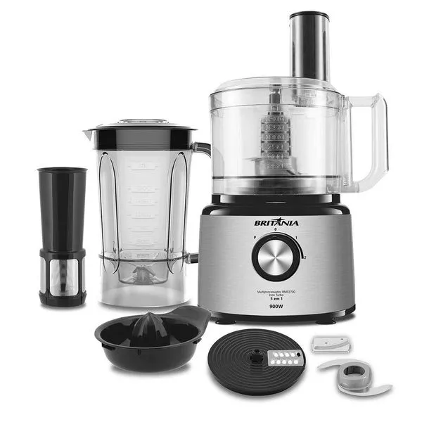 Multiprocessador Britannia 5 em 1 Inox 900W BMP2700P Turbo 110V