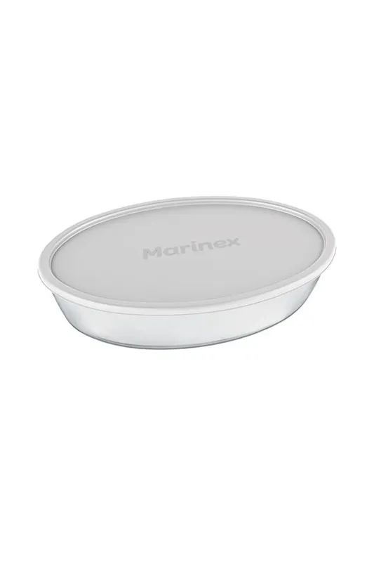 Assadeira Nadir Marinex em Vidro com Tampa Oval 26cm 1 Peça Branco