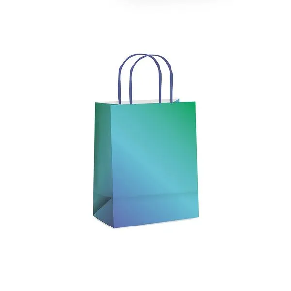 Sacola Papel Cromus Degradê Azul P 21,5cmx15cmx8cm