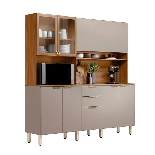 Cozinha Compacta Amora 10 PT 2 GV Amêndola e Nude
