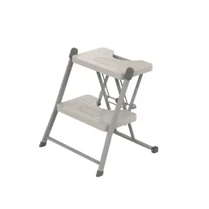 Escada Alcance 2 Degraus Dobrável 120 Kg Cinza Anodilar