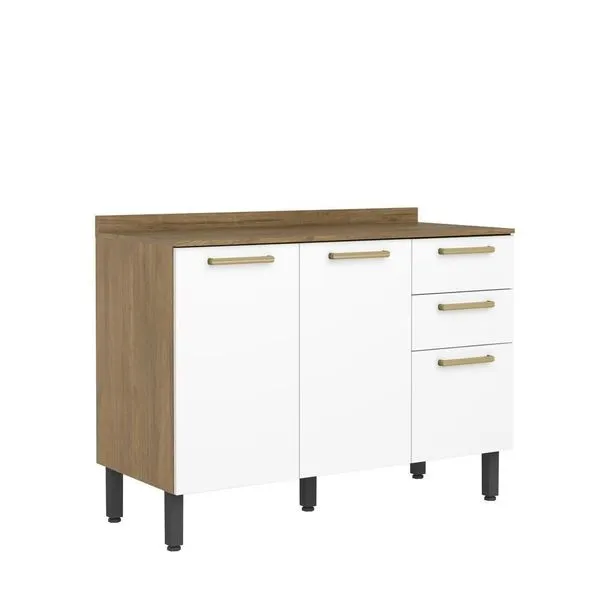 Balcão Com Tampo 3 Portas 2 Gavetas Branco Axé Bertolini Branco Carvalho